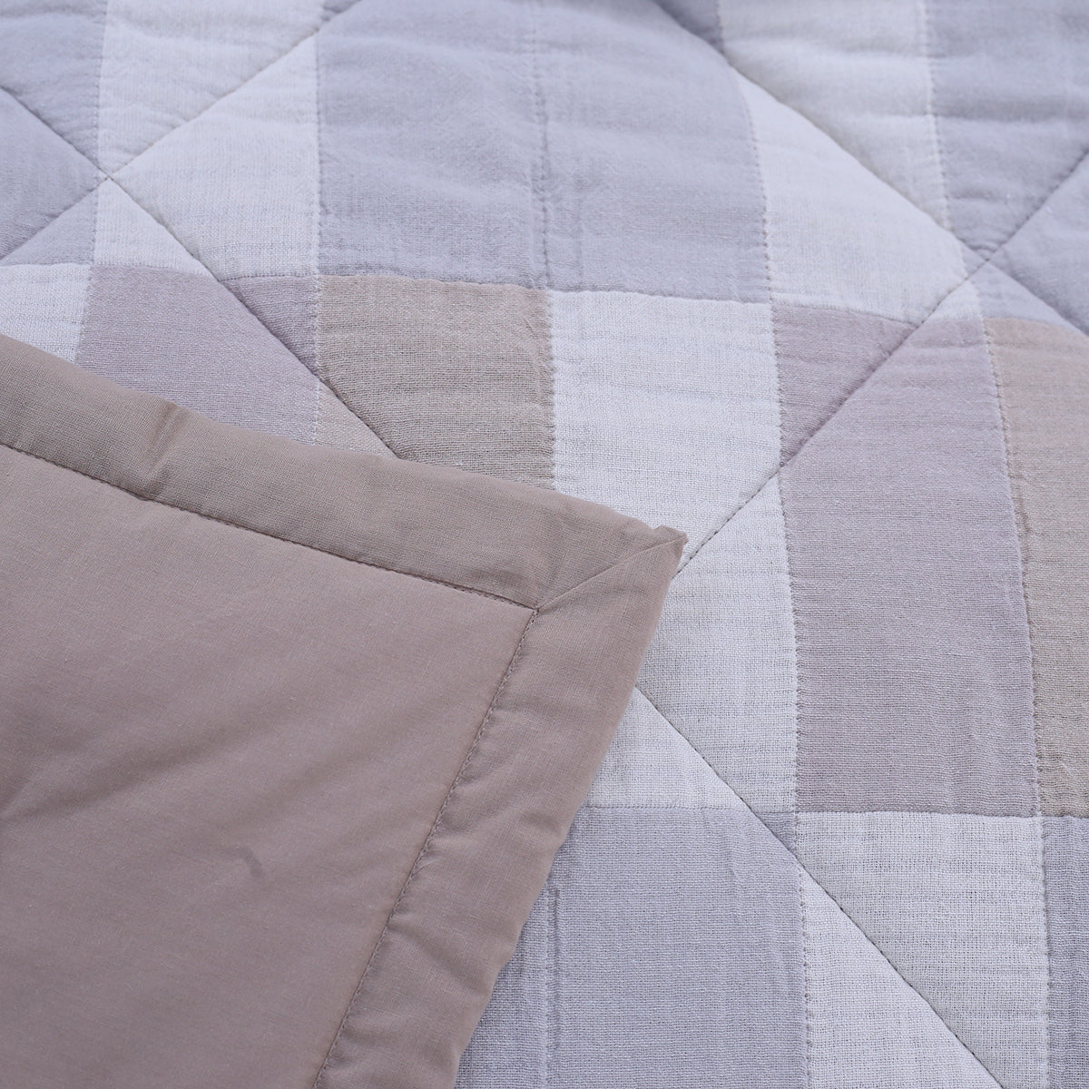 9PC Quilt/Quilted Bed Cover Set Rurban Grandoise Triple Color Neutral