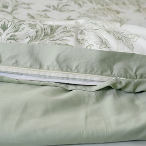 Tranquil Essence Napery Classic Printed 100% Cotton Green 8 PC Duvet Cover Set