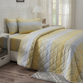Optimist Bloom Multi Ikat 4PC Quilt/Quilted Bed Cover Set