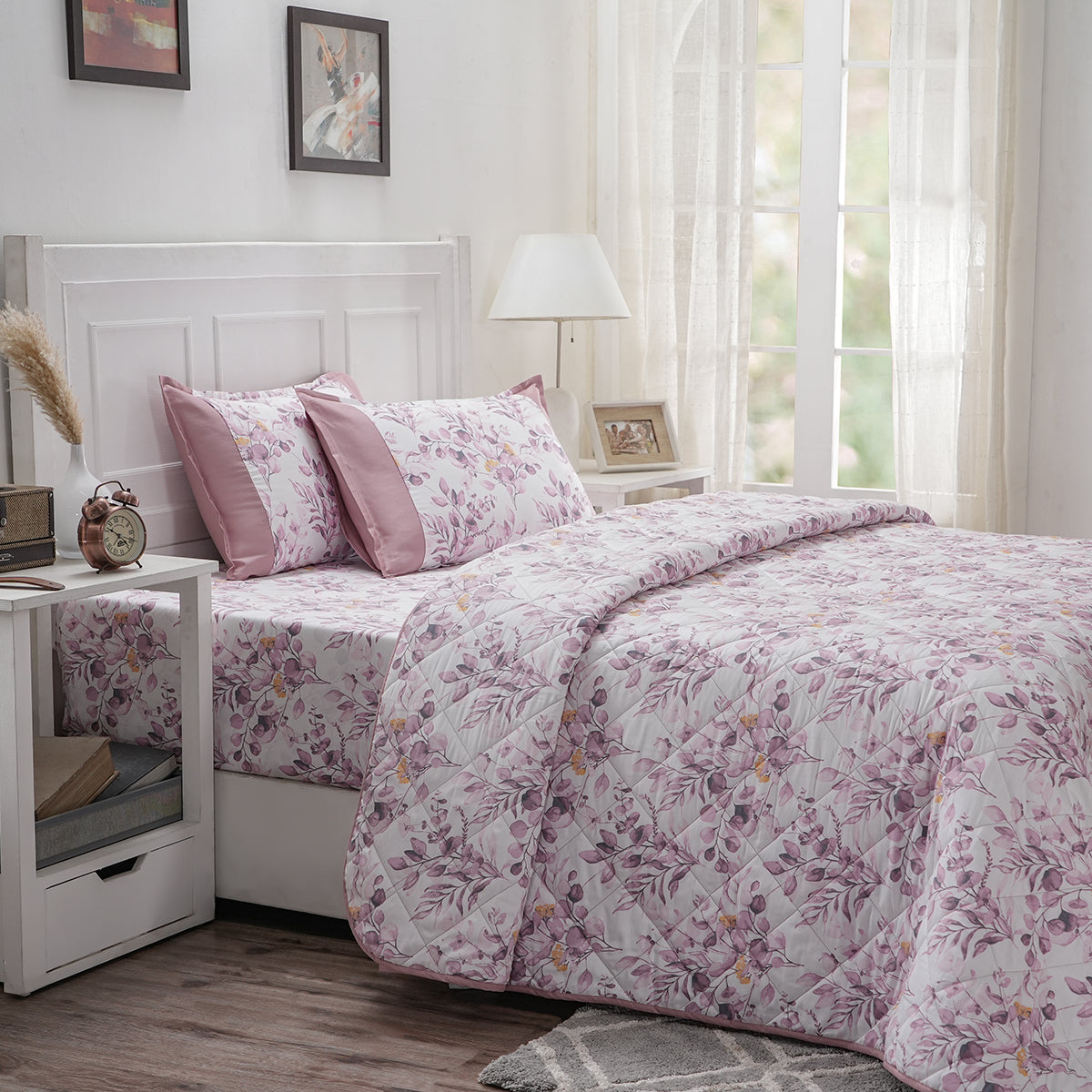 Optimist Bloom Leilani 4PC Quilt/Quilted Bed Cover Set