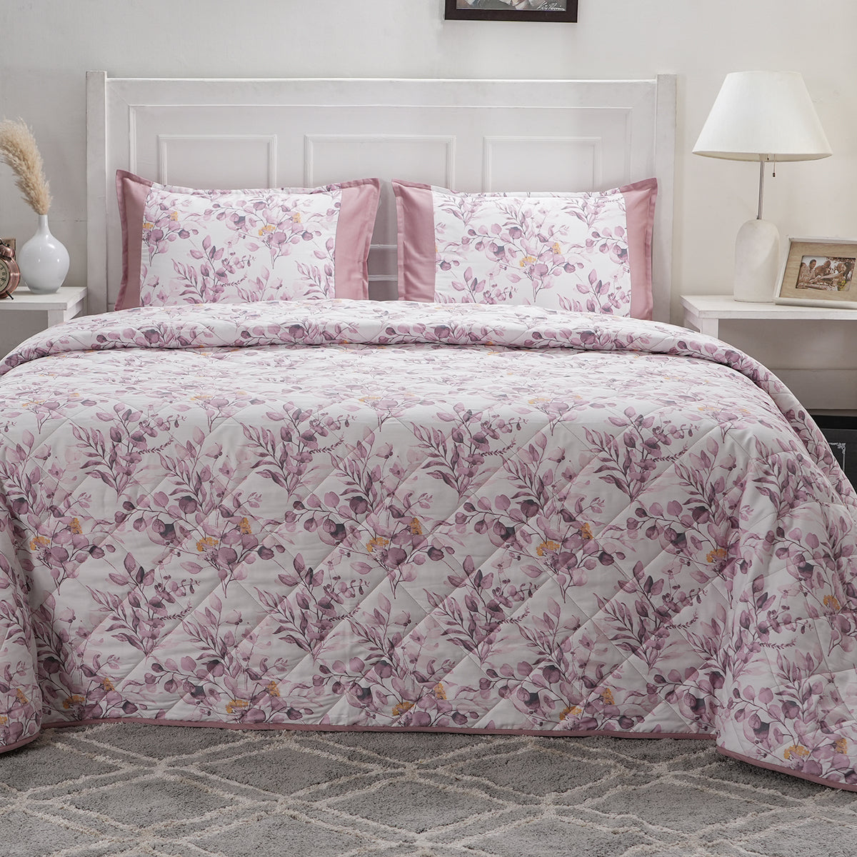Optimist Bloom Leilani 4PC Quilt/Quilted Bed Cover Set