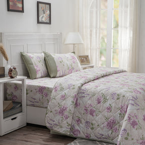 Optimist Bloom Soft Rose 4PC Quilt/Quilted Bed Cover Set