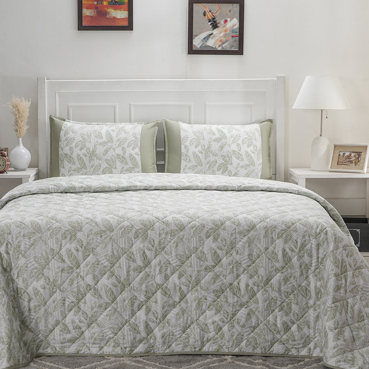 Optimist Bloom Tropical Texture 4PC Quilt/Quilted Bed Cover Set