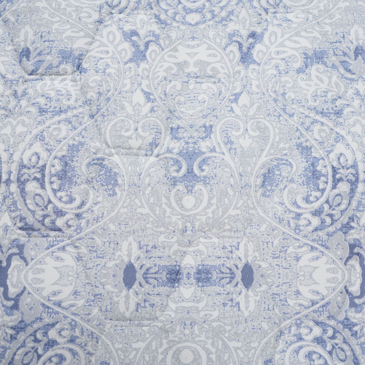 6PC Quilt/Quilted Bed Cover Set Blue PBS Refined Retro Baroque
