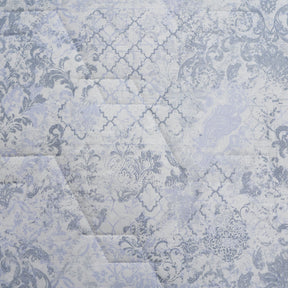 PBS Refined Retro Nouvel Damask 6PC Quilt/Quilted Bed Cover Set Blue