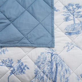 Royal Botanic Nature Toile Blue 4PC Quilt/Quilted Bed Cover Set