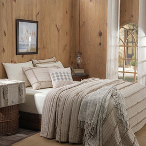9PC Quilt/Quilted Bed Cover Set Rurban Rhupsodic Freyed Path Neutral