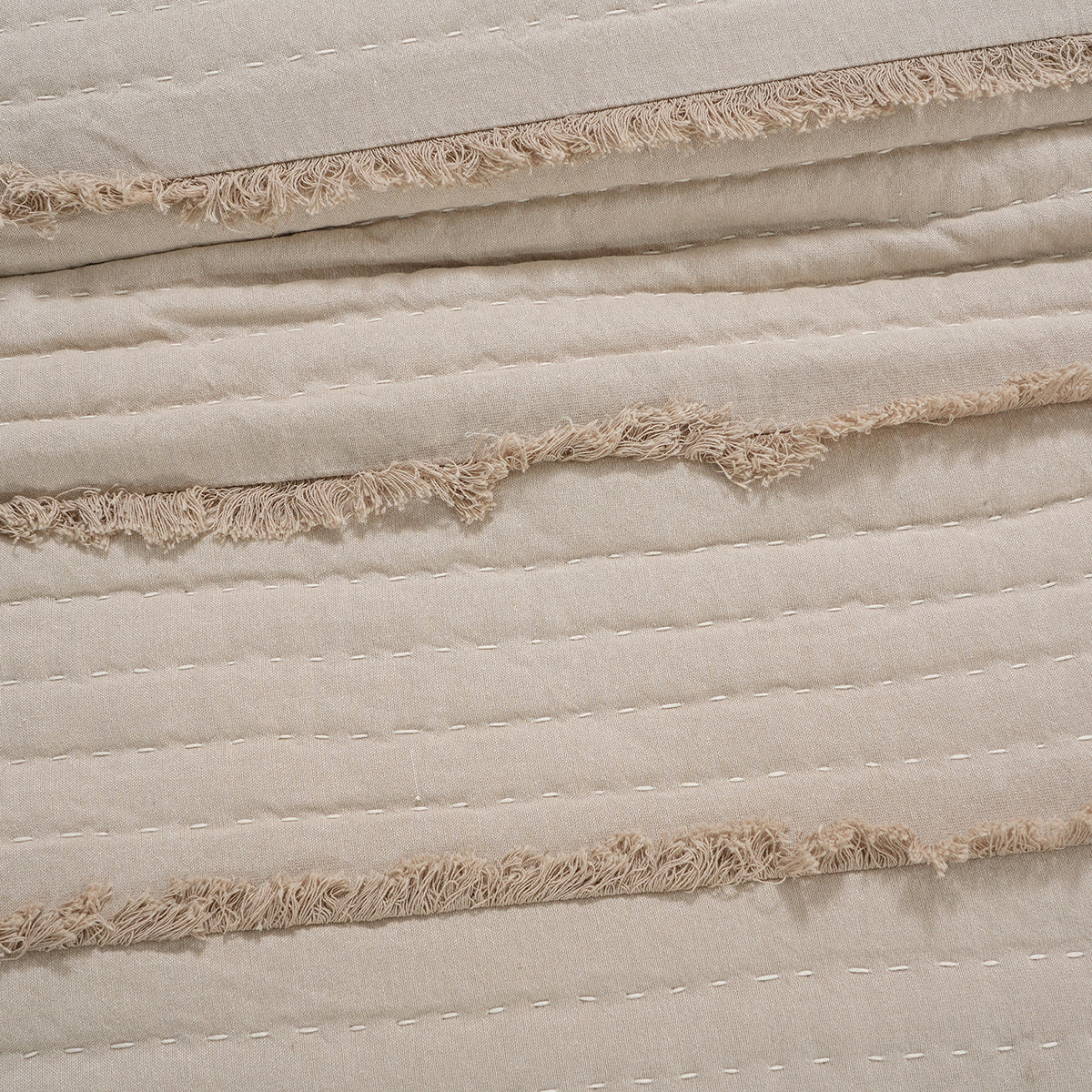 9PC Quilt/Quilted Bed Cover Set Rurban Rhupsodic Freyed Path Neutral