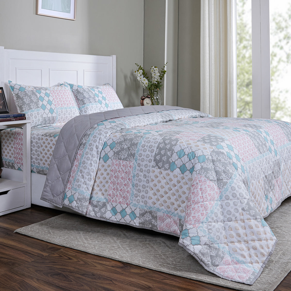Sensory Bloom Lennon 4 pcs Blue Quilt Set