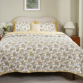 Sensory Bloom Fruity Foliage 4 pcs Mustard Quilt Set