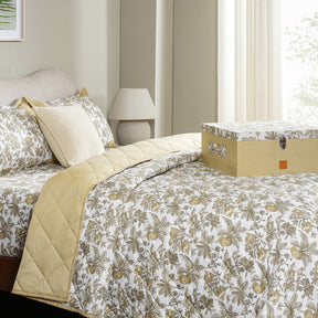Sensory Bloom Fruity Foliage 4 pcs Mustard Quilt Set