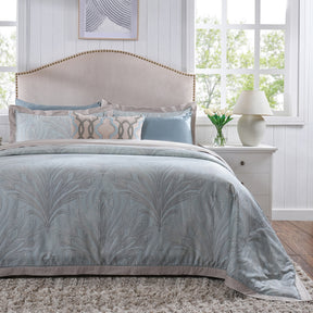 Classical Ornate Baroque Feathering 8pcs Duvet Cover Set Blue