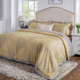 Classical Ornate Baroque Feathering 8pcs Duvet Cover Set Gold