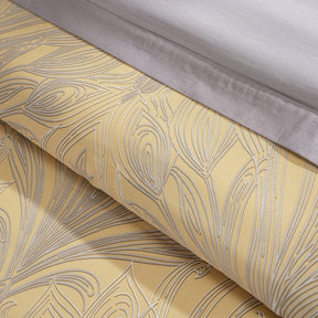 Classical Ornate Baroque Feathering 8pcs Duvet Cover Set Gold