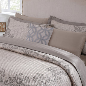 8pcs Quilt/Qulited Bed Cover Set Neutral Classical Ornate Seamless Scroll
