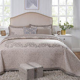 8pcs Quilt/Qulited Bed Cover Set Neutral Classical Ornate Seamless Scroll