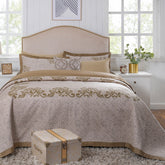 8pcs Quilt/Qulited Bed Cover Set Gold Classical Ornate Seamless Scroll