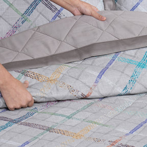 Eclectic Geo Rhombus Grey 8pcs Quilt/Quilted Bed Cover