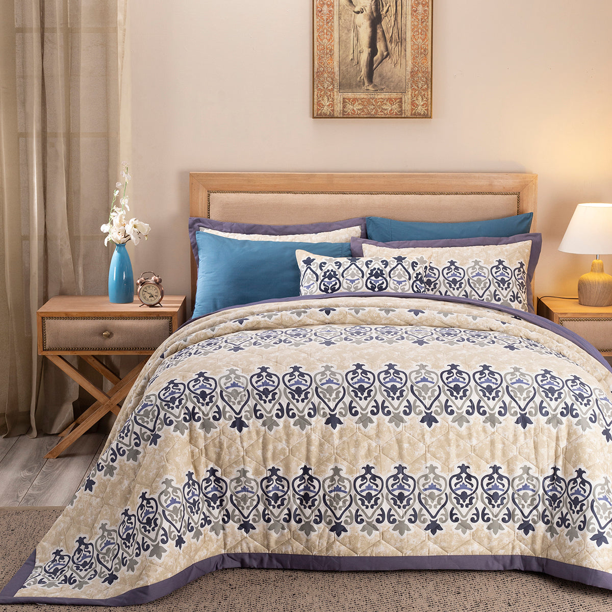 Nouveau Tradition Kaleen Global Blue Quilt Set