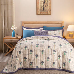 8pc Quilt Set Nouveau Tradition Water Lily Blue