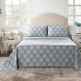 Bedsheet with Pillow Case 100% Cotton Blue Damascene Imperial Grace