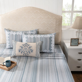 Bedsheet with Pillow Case 100% Cotton Blue Veloura Imperial Grace