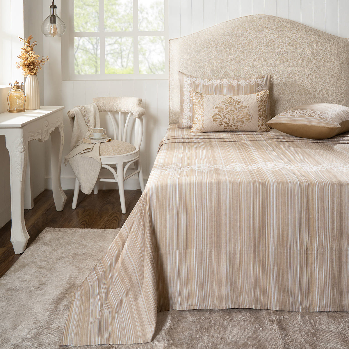 Bedsheet with Pillow Case 100% Cotton Gold Veloura Imperial Grace
