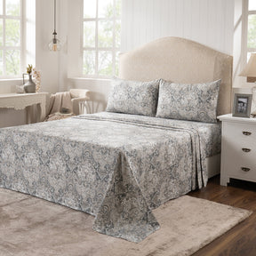 Bedsheet with Pillow Case 100% Cotton Grey Aquarelle Imperial Grace