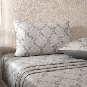 Bedsheet with Pillow Case 100% Cotton Grey Damascene Imperial Grace
