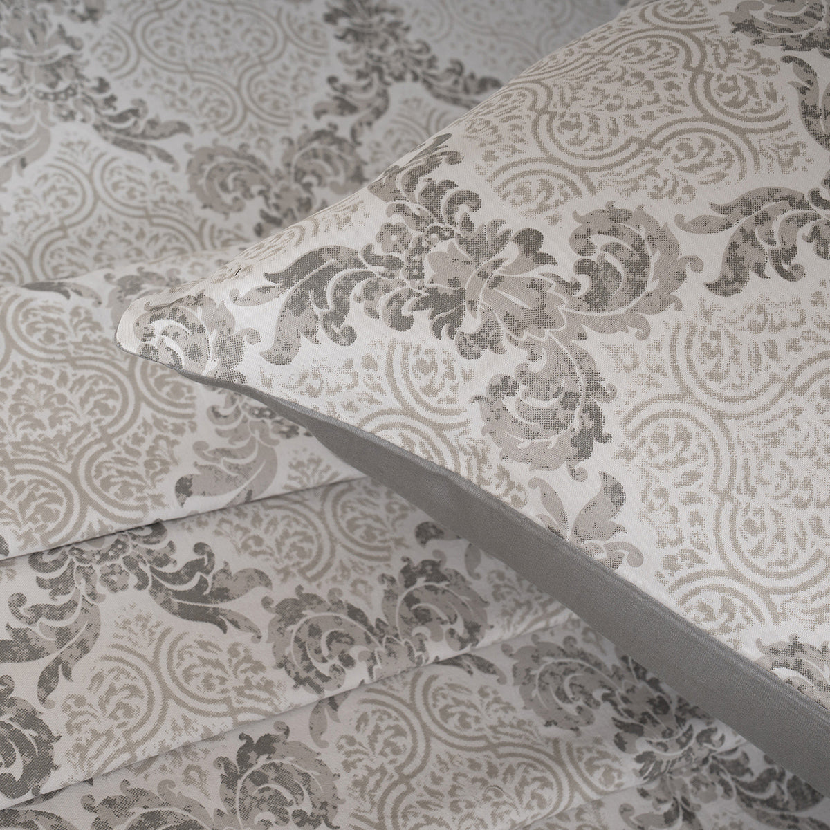 Bedsheet with Pillow Case 100% Cotton Grey Damascene Imperial Grace