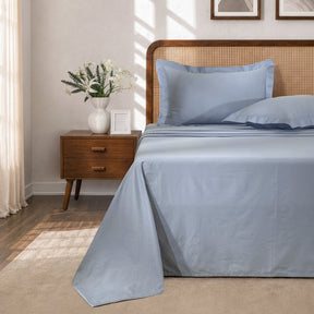 Bedsheet with Pillow Case Fretwork 100% Cotton Jacquard Blue