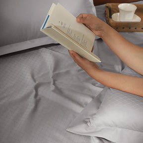 Bedsheet with Pillow Case Fretwork 100% Cotton Jacquard Grey