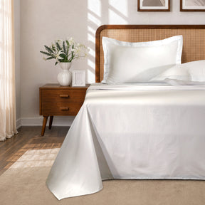 Bedsheet with Pillow Case Fretwork 100% Cotton Jacquard White