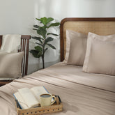 Bedsheet with Pillow Case Habitat 100% Cotton Jacquard Beige