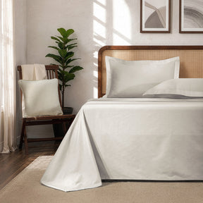 Bedsheet with Pillow Case Habitat 100% Cotton Jacquard Vanilla