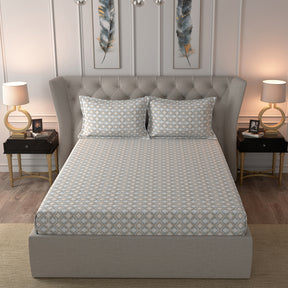 Glam Tribeca Printed 200 TC 100% Cotton Blue Bed Sheet