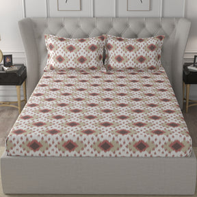 Florescence Arlen Printed 100% Cotton Red Bed Sheet with Pillow Case