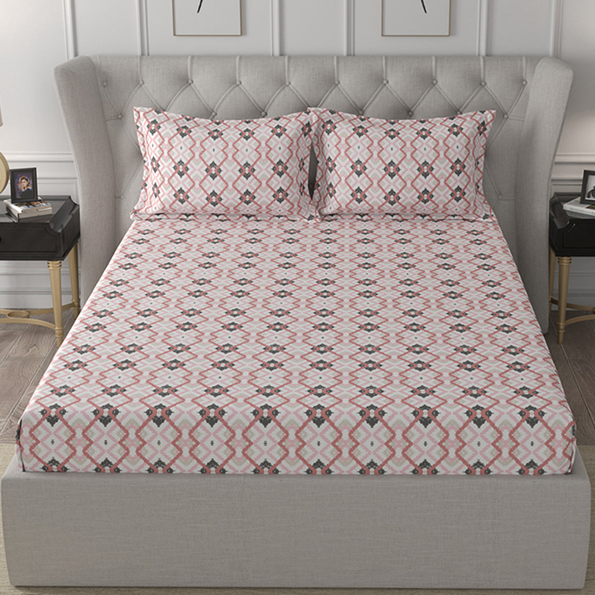 Florescence Cayden Red Bed Sheet with Pillow Case