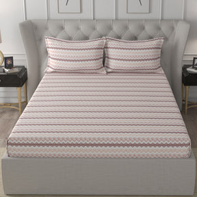 Florescence Livia Printed 100% Cotton Pink Bed Sheet with Pillow Case
