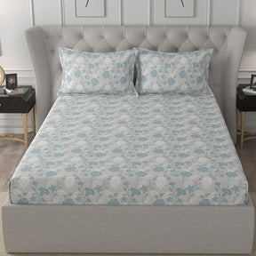 Florescence Briar Blue Bed Sheet With 2 Pillow Covers