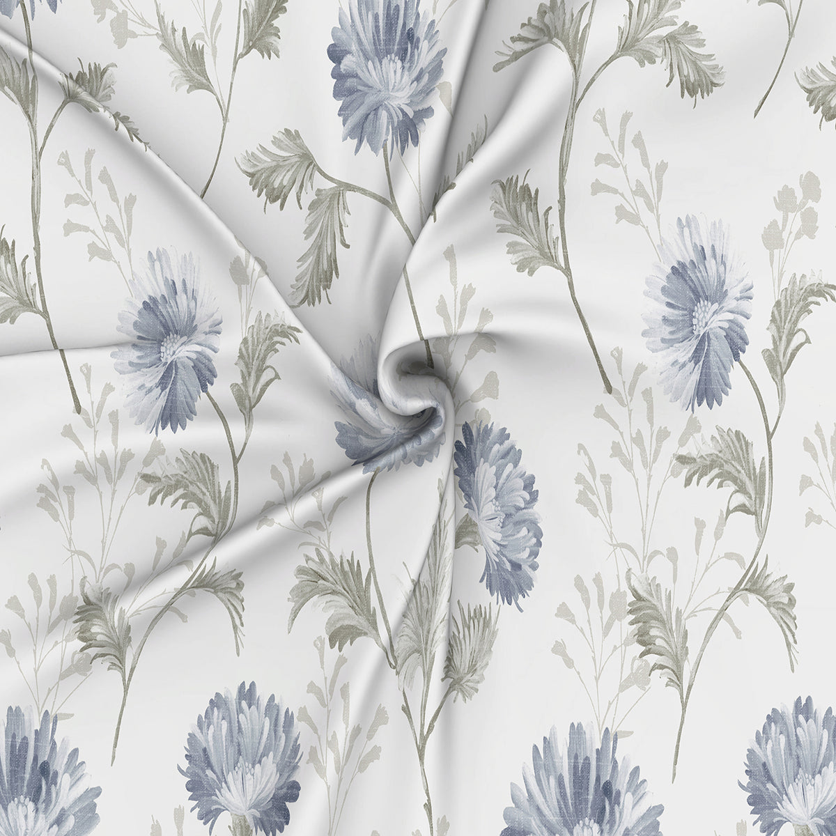 Florescence Aster Blue Bed Sheet With 2 Pillow Covers