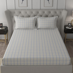 Backyard Patio Adrian Print Blue Bed Sheet with Pillow Case
