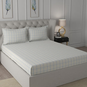 Backyard Patio Adrian Print Blue Bed Sheet with Pillow Case