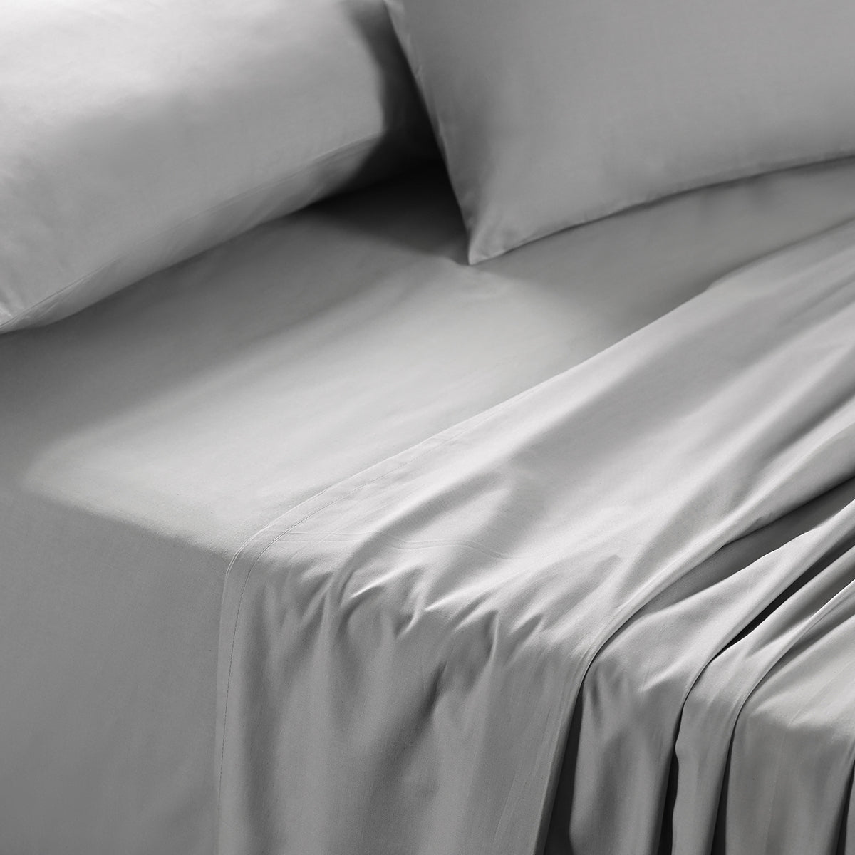 Eden Crisp & Light Weight 100% Cotton Solid Grey Bed Sheet with Pillow Case