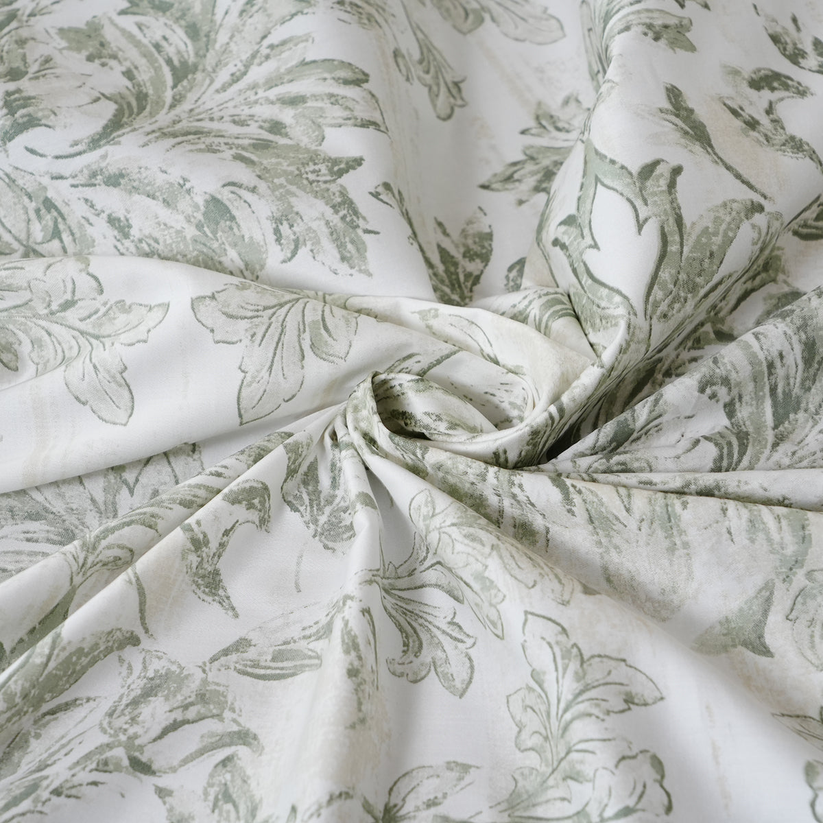 Tranquil Essence Napery Classic 100% Cotton Printed Green Bed Sheet with Pillow Case