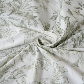 Tranquil Essence Napery Classic 100% Cotton Printed Green Bed Sheet with Pillow Case