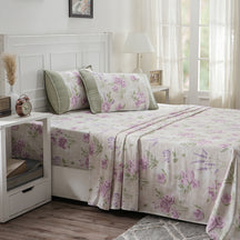 Optimist Bloom 200 TC  Soft Rose 100% Cotton Printed Bed Sheet with Pillow Case