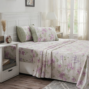Optimist Bloom 200 TC  Soft Rose 100% Cotton Printed Bed Sheet with Pillow Case