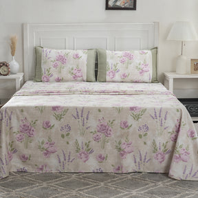 Optimist Bloom 200 TC  Soft Rose 100% Cotton Printed Bed Sheet with Pillow Case