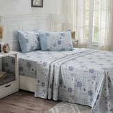 Optimist Bloom 200 TC Spongy Floral 100% Cotton Printed Bed Sheet with Pillow Case